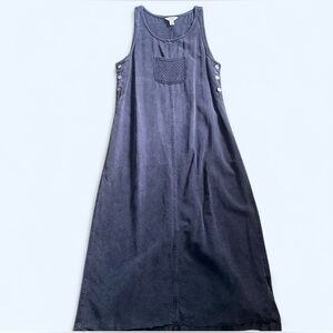 Vintage Talbots Navy Blue 100% Cotton Maxi Dress Size M